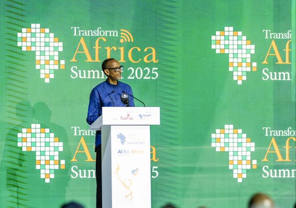 President Paul Kagame delivering a speech at the TAS 2025 in Conakry, Guinea. Photo by Village Urugwiro.