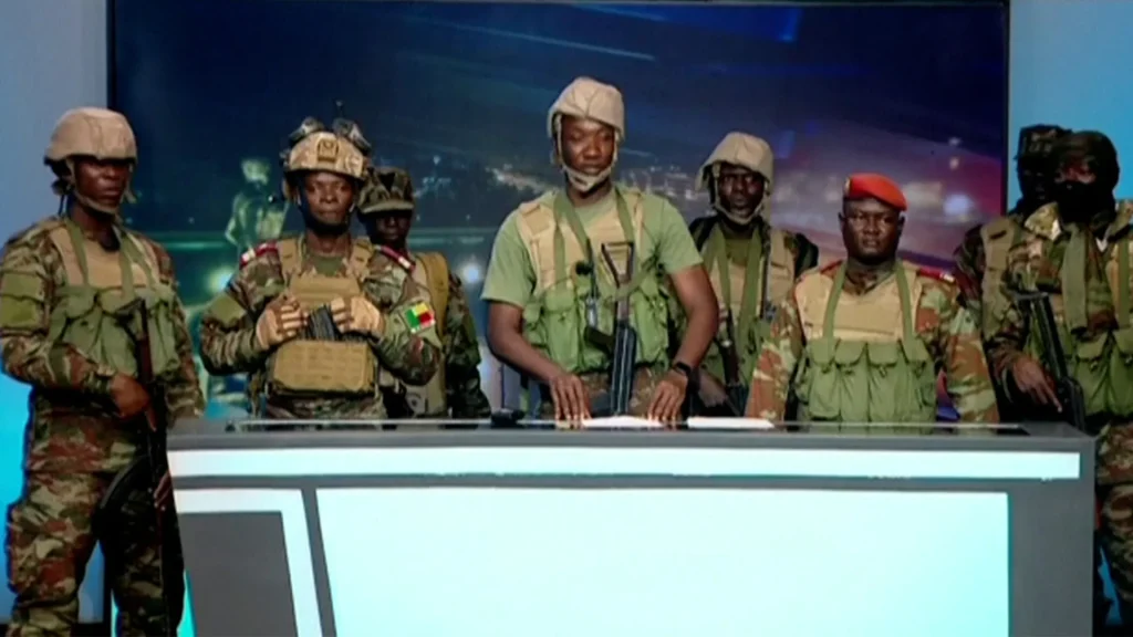 The soldiers appeared on state TV early on Sunday morning to say they were suspending the constitution. Courtesy