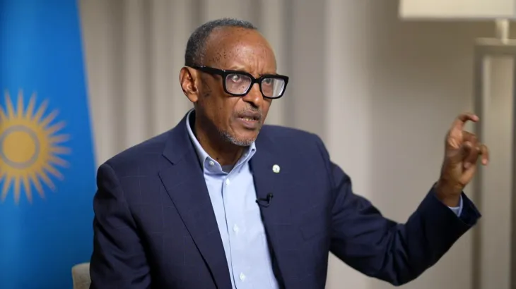 President Kagame during the interview . Courtesy