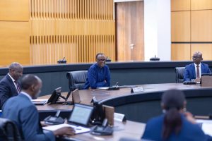 President Paul Kagame at a Cabinet meeting. Courtesy