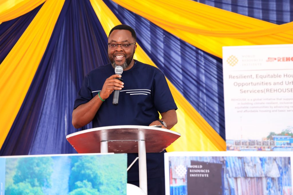 Dr George Mwaniki,Country Representative WRI, making an address during the event.